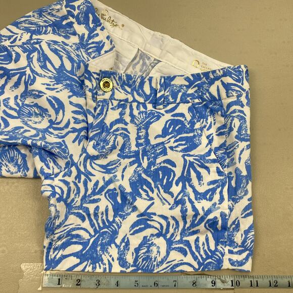 Lilly Pulitzer Callahan Shorts Womens 0 Blue White Lobster Crab Nautical 30x5" - Picture 9 of 16